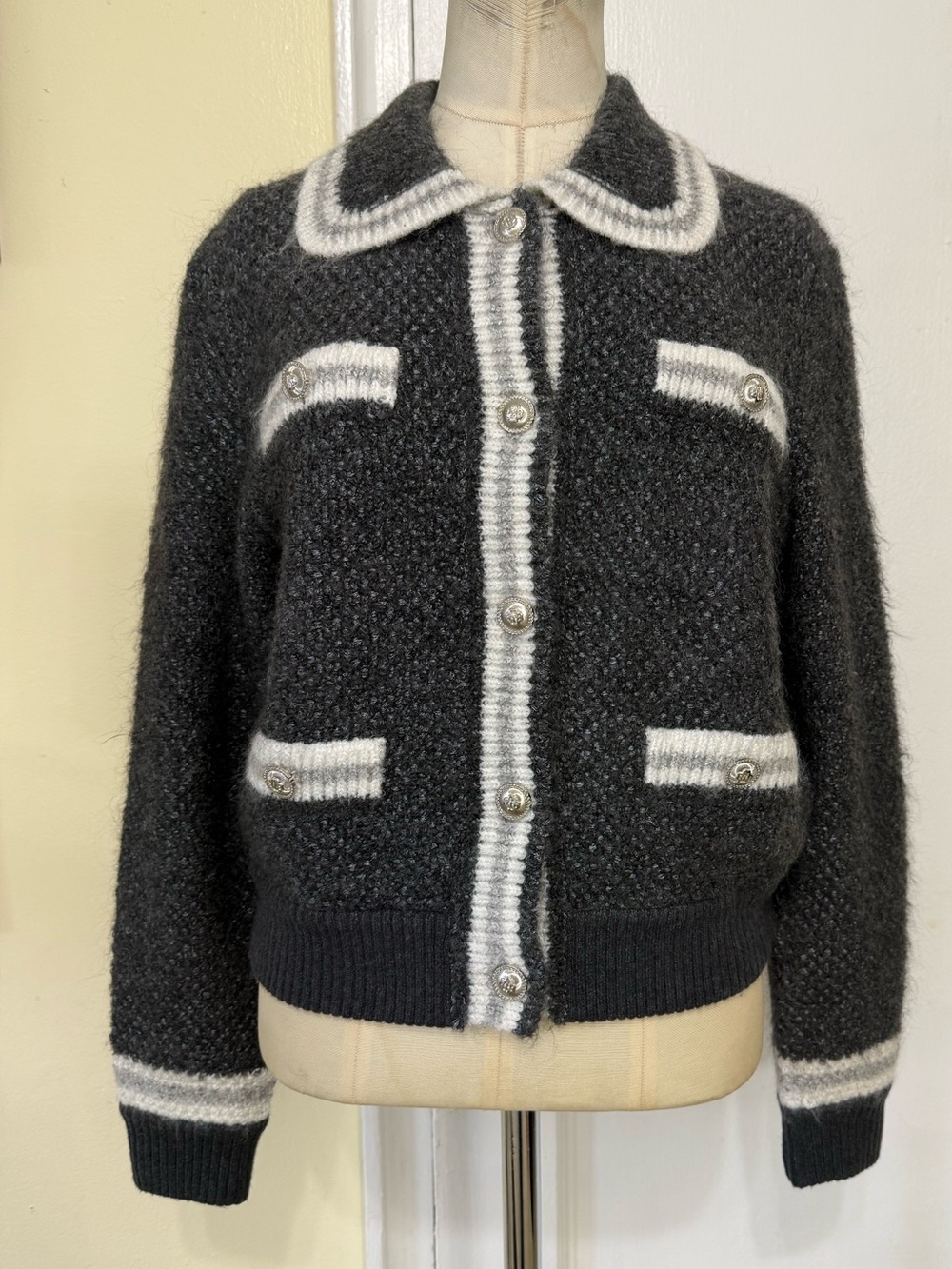 Maje 
Thick, shiny knit cardigan
